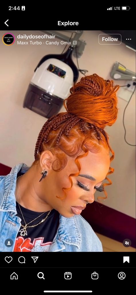 Ginger Hair Black Women Knotless Braids, Orange Cornrows Braids, Ginger Color Knotless Braids, Cinnamon Knotless Braids, Ideas For Braids Hairstyles, Fall Color Boho Knotless Braids, Boho Knotless Braids With Color Ginger, Yellow Braids For Black Women, Orange Hair Black Women Braids