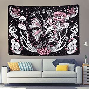 Skull Tapestry Hippie Mushroom Tapestries Aesthetic Moth Tapestry Moon and Stars Tapestry Snake Tapestry Wall Hanging For Room(51.2 x 59.1 inches) Tapestries Aesthetic, Aesthetic Moth, Gothic Tapestry, Mushroom Skull, Mushroom Tapestry, Skull Tapestry, Living Room Tapestry, Star Tapestry, Flower Tapestry