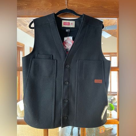 Men's Stormy Kromer Vest Medium Ironwood Michigan, Stormy Kromer, Lots Of Pockets, Michigan, Button Up, Wool, Tags, Fashion Tips, Clothes Design