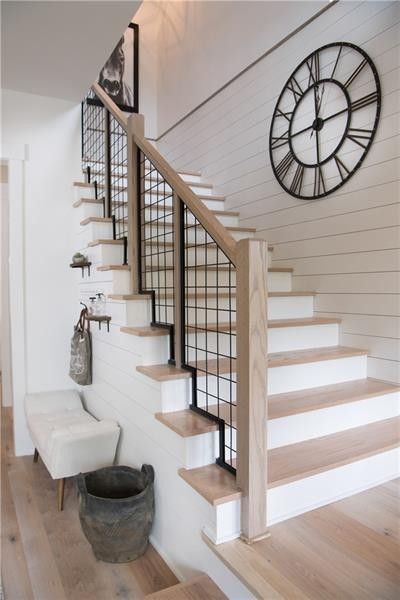 12500 N Sibley Ln N, Milton, GA 30075 - realtor.com® Stair Idea, Nickel Gap, Wood Railings For Stairs, Farmhouse Staircase, Modern Stair Railing, Contemporary Staircase, Light Hardwood, Staircase Remodel, Attic Design