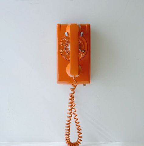 Vintage rotary dial wall phone in orange working by TheGoldGator, $150.00 Wall Telephone, Working Wall, Orange Phone, Phone Jack, Wall Phone, Vintage Phones, Complicated Relationship, Orange Walls, Phone Plug