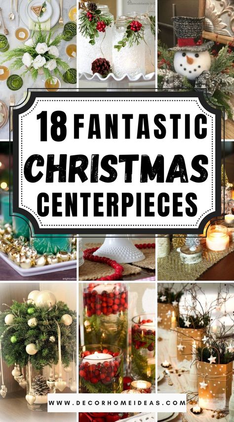 Best Christmas Centerpiece Ideas. A beautiful Christmas centerpiece is a must have for any Christmas decoration. Get some original and unique ideas for your decor. #decorhomeideas Christmas Decor Centerpiece Ideas, Holiday Centerpieces For Tables, Christmas Table Centerpieces Diy, Christmas Party Centerpieces, Elegant Christmas Centerpieces, Christmas Centerpieces Cheap, Christmas Centerpiece Ideas, Christmas Table Decorations Centerpiece, Banquet Centerpieces