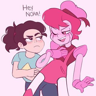 I feel that if they were human their names would be Karen and Gretchen. ALSO just look how cute Steven looks with his Father's t-shirt… Steven Universe Nora Au, Nora Universe Au, Su Genderbend, Genderbend Steven Universe, Nora Universe, Steven Universe Genderbend, Steven Universe Fan Fusions, Steven Universe Ships, Crystal Gems Steven Universe