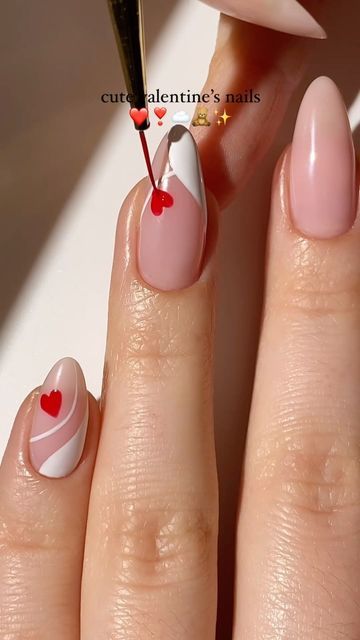 Watermelon Nail Designs, Multicolored Nails, Minimal Nails Art, Romantic Nails, Nail Designs Valentines, Pretty Gel Nails, Heart Nails, Classy Nails, Valentine's Day Nails