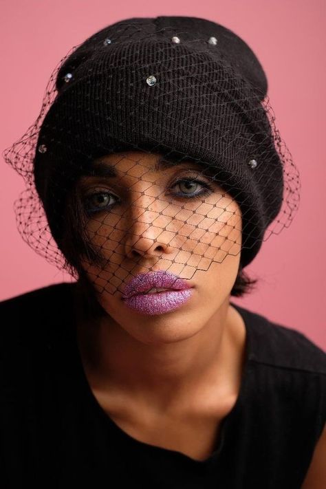 Fascinator Veil, Black Beanie Hat, Hat With Veil, Face Veil, Elegant Hats, Warm Winter Hats, Unique Hats, Black Beanie, Fancy Hats