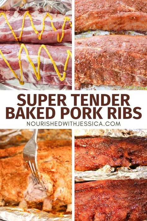 Learn how to make the best oven baked pork ribs that are melt in your mouth tender. This easy recipe uses a homemade BBQ rub to create a flavor-packed dinner that’s slow cooked to perfection. Perfect for baby back ribs, these fall off the bone ribs are a must-try for any pork lover. Whether you're planning a family meal or looking for new dinner recipes, this guide will help you achieve deliciously tender ribs every time. Enjoy the ultimate dinner experience with these incredible ribs. Pork Back Ribs Oven, Babyback Ribs In Oven, Homemade Bbq Rub, Rub For Pork Ribs, Back Ribs In Oven, Cooking Pork Ribs, Oven Baked Pork Ribs, Oven Pork Ribs, Baked Ribs Recipe