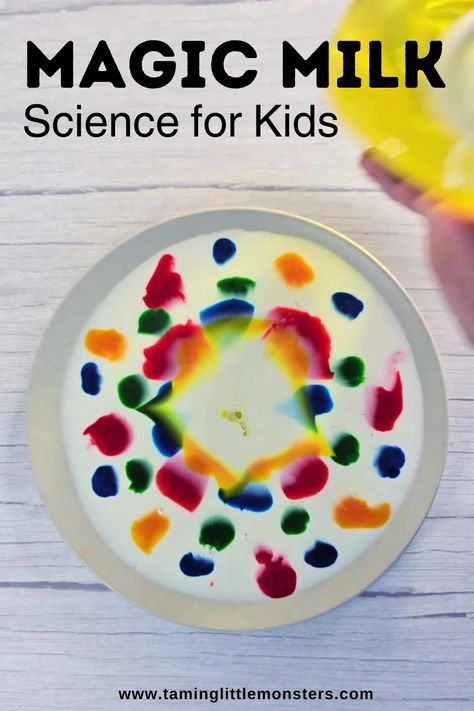 Learn how to do the Magic Milk science experiment. This is a fun STEM activity for kids of all ages who love hands-on learning. Science Fair Projects For Preschoolers, Science For Kindergarten Experiment, Easter Experiments For Preschoolers, Stem Experiments Elementary, Science Experiences For Preschoolers, Science Experiment For Kindergarten, Science Project For Kindergarten, Science Experiments Kids Kindergarten, Fun Stem Activities For Kids