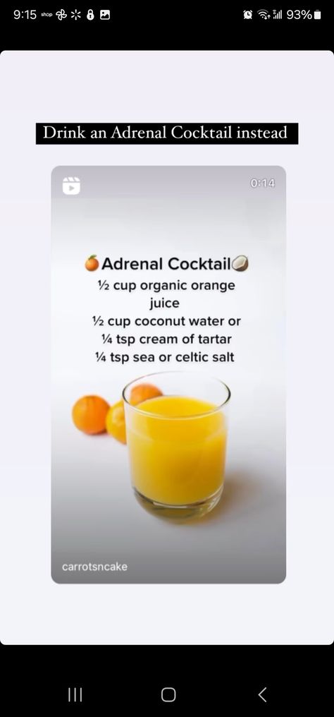 Adrenal Cocktail Recipe, Adrenal Cocktail, Organic Orange Juice, Celtic Salt, Herbal Recipes, Food Info, Healing Food, Cream Of Tartar, Cocktail Recipe