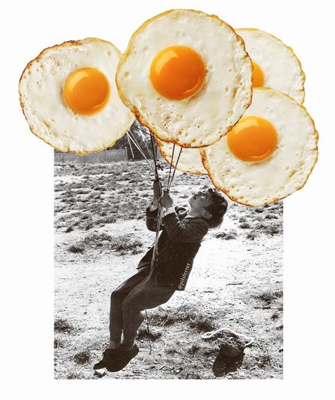 Food Collage, Richard Hamilton, Surrealist Collage, Vintage Collage Art, Egg Pictures, Huevos Fritos, Surreal Collage, Flyer Ideas, Food Graphic Design