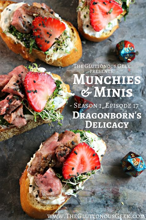 Dragonborn's Delicacy inspired by Dungeons & Dragons. Recipe by The Gluttonous Geek. Nerd Food Recipes, Dungeons And Dragons Cookbook, Dnd Food Recipes, Dungeons And Dragons Dinner Party, Dnd Game Night Snacks, Dnd Meal Ideas, Dnd Inspired Recipes, Fantasy Dinner Recipes, Fantasy Tavern Food Recipes