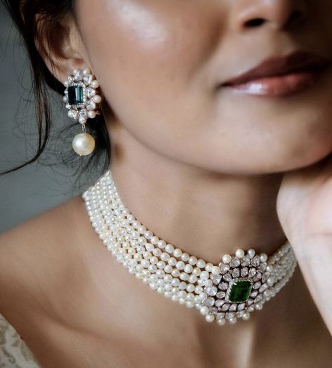 Neck Pieces Jewelry, Antique Necklaces Design, Choker Necklace Designs, Diamond Earrings Design, Fancy Jewelry Necklace, Pearl Jewelry Design, Pearl Necklace Designs, Fancy Jewellery Designs, Indian Jewellery Design Earrings