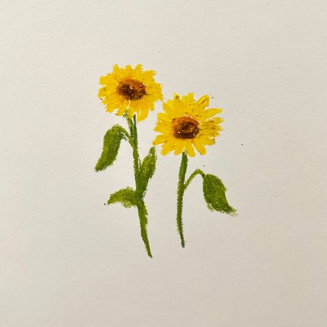 Sunflower Pastel Drawing, Oil Pastel Art Sunflower, Oil Pastel Sunset Easy, Pentel Oil Pastels Art, Sunflower Oil Pastel, Sunset Canvas Painting, Crayon Painting, Sunflower Drawing, Soft Pastel Art