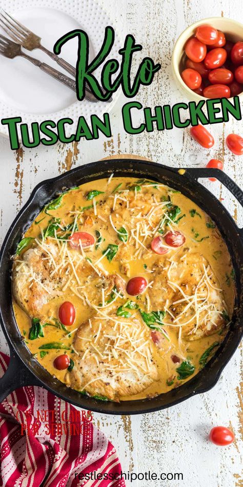 Low Carb One Pot Meals, Low Carb Tuscan Chicken, Keto Tuscan Chicken Crockpot, Low Calorie Tuscan Chicken, Tuscan Chicken Low Carb, Tuscan Chicken Paleo, Low Carb Creamy Tuscan Chicken, Keto Tuscan Chicken, Creamy Tuscan Chicken Recipe