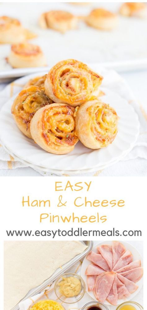 These ham and cheese pinwheels are a great alternative to the plain, old sandwich. What’s more, you have the option to throw in some chopped spinach for an extra boost of nutrition. Additionally, you can switch out the ham for a wonderful turkey and swiss combo. However you slice it, this is a great go-to meal option when you and your family are in a hurry! #Dinner #Lunch #KidApproved Toddler Sandwiches, Fall Apps, Pinterest Mom, Ham And Cheese Pinwheels, Pinwheels Recipe, Lunchbox Recipes, Kid Meals, Toddler Lunch, Easy Toddler Meals