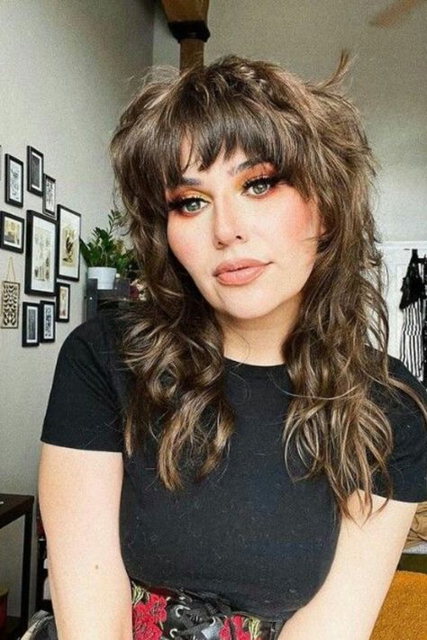 30 Edgy Shag Haircut Ideas For A Wild Style Choppy Shag Hairstyles Medium With Bangs, Edgy Shag Haircut With Bangs, Feminine Mullet Shag, Shag Updo, 80s Shag Haircut, Shaggy Medium Hair With Bangs, Long Shag Cut With Bangs, Edgy Shag Haircut, Layered Shag With Fringe