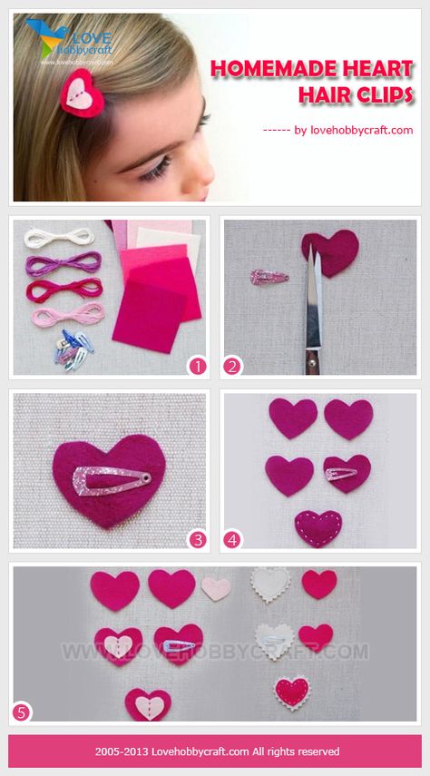 homemade-heart-hair-clips Glitter Bar, Hair Acessories, Money Makers, Hair Kids, Heart Hair, Clip Cards, Hair Stuff, Diy Tutorials, Valentine's Day Diy