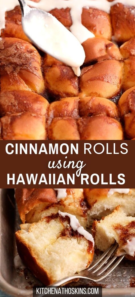 Hawaiian Roll Sweet Recipes, Kings Hawaiian Breakfast, Cream Cheese Hawaiian Rolls, Easy Hawaiian Rolls Recipe, Hawaiian Rolls Breakfast, Hawaiian Roll Cinnamon Rolls, Connamon Rolls, Hawaiian Roll Recipes, Hawaiian Roll Breakfast