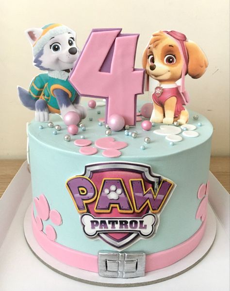 Sky Patrol Cake, Skye Paw Patrol Birthday Cake, Cakes For 4 Year Girl, Sky Paw Patrol Birthday Party Ideas, Paw Patrol Everest Cake, Skye Paw Patrol Cake Ideas, Everest Paw Patrol Birthday Party, Skye Everest Cake, Paw Patrol Girl Birthday Cake