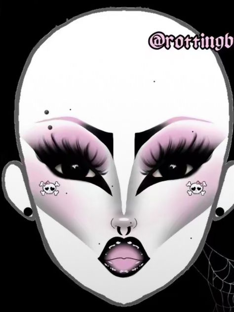 Pastel Goth Makeup Looks, Pink Goth Makeup, Digital Makeup, Goth Makeup Looks, Pastel Goth Makeup, Goth Makeup Tutorial, Makeup Charts, Funky Makeup, Punk Makeup