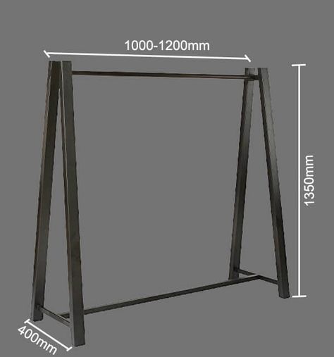 Clothes Stand Ideas, Garments Shop Interior Display, Display Rack Ideas, Free Standing Display, Standing Clothes Rack, Clothing Rack Display, Steel Furniture Design, Standing Display, Clothing Store Interior