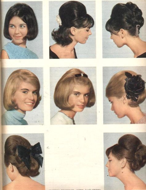 Big up do's from the 60's--to make it modern, just mess it up a bit. 1960s Hair, 60s Hair, Fashion 1960s, Vintage Makeup, Retro Hairstyles, Hair Reference, Old Fashion, Different Hairstyles, Women's Hair