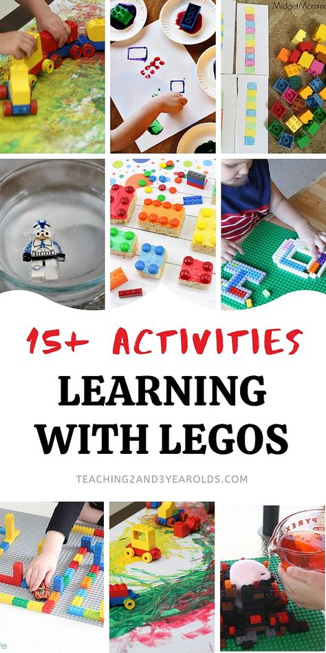 Learning with Legos has never been so fun. This collection builds a variety of skills with toddlers and preschoolers with playful activities! #lego #blocks #learning #skills #literacy #science #math #art #colors #toddler #preschool #2yearolds #3yearolds #teaching2and3yearolds Lego Activities For Kids, Lego Activity Table, Lego Maze, Lego Letters, Lego Printables, Lego Camp, Lego Tree, Sharpie Colors, Toddler Ideas