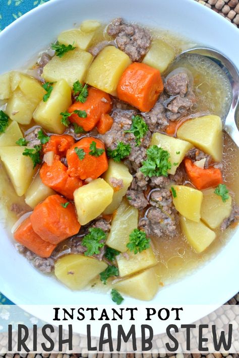 Ground Lamb Instant Pot Recipes, Ground Lamb Crockpot Recipes, Ground Lamb Stew Recipes, Ground Lamb Soup, Instant Pot Lamb Chops, Leg Lamb, Ground Lamb Recipes, Irish Lamb Stew, Irish Foods