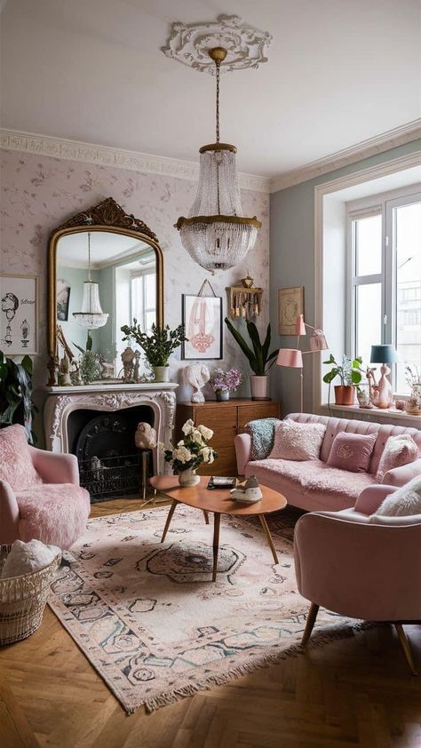 Girly Living Room Ideas, Feminine Interior Design, Living Room Chic, Girly Living Room, Feminine Living Room, Romantic Living Room, Spruce Up Your Home, Modern Feminine, Apartment Decor Inspiration