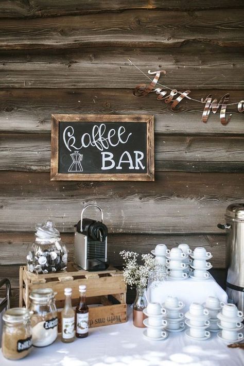 Coffee Bar Wedding, Country Wedding Reception, Outdoor Country Wedding, Wedding Coffee, Home Coffee Bar, בר מצווה, Rustic Barn Wedding, Home Coffee, Wedding Bar