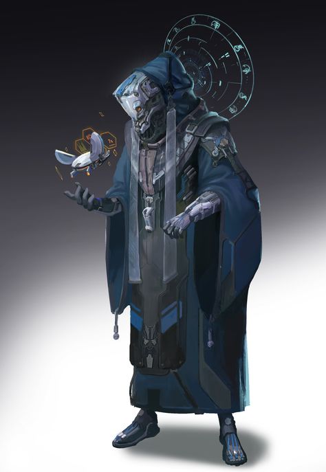 ArtStation - Cyberpunk Monk, Fu Chenqi Cyberpunk Monk, Arte Ninja, Arte Cyberpunk, Cyberpunk Character, Concept Art Character, Science Fiction Art, Robots Concept, Robot Concept Art, Fantasy Artist