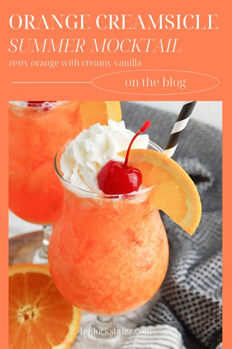 A delightful blend of citrusy orange and creamy sweetness, this Orange Creamsicle Mocktail is the perfect drink for summer sipping! #mocktails #orangecreamsicle #drinks #cocktails Orange Creamsicle Mocktails, Creamy Drinks, Kid Drinks Recipes, Kitchen Knowledge, Drink For Summer, Orange Juice Drinks, Kid Friendly Drinks, Orange Dreamsicle, Kid Drinks