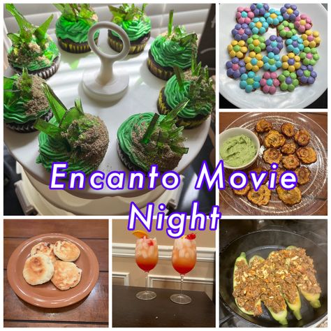 Disney Movie Birthday Party, Onward Movie Night Food, Cinderella Movie Night Food, Encanto Movie Night Food, Movie Night Food Dinners, Encanto Movie Night, Encanto Food, Disney Movie Night Snacks, Flower Pretzel Bites