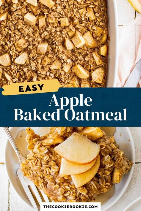 Baked Apple Oatmeal Recipes, Easy Baked Oatmeal Recipes, Ww Oatmeal, Simple Baked Oatmeal, Apple Oatmeal Bake, Frugal Breakfast, Apple Pie Baked Oatmeal, Apple Baked Oatmeal, Fruit Oatmeal