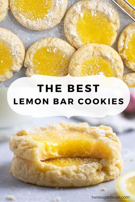 Lemon Bar Desserts, Lemon Blueberry Sugar Cookies, Gourmet Lemon Cookies, Lemon Bar Cookies Recipes, Lemon Custard Cookies, Lemon Cookies Recipes Easy, Lemon Stuffed Cookies, Recipes Using Lemon Curd Ideas, Lemon Pie Cookies