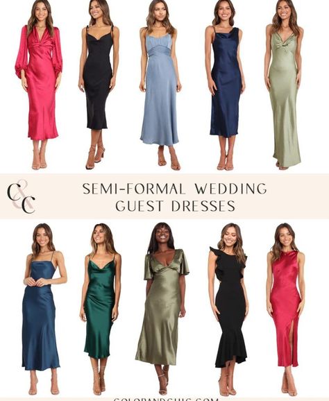 Civil Wedding Guest Outfit, Anniversary Party Outfit Guest, Semi Formal Outfits For Women Wedding, Semi Formal Dress For Women, Wedding Dress Code Guide, Wedding Dresscode, Semi Formal Dress Code, Semi Formal Dresses For Wedding, Semi Formal Wedding Attire