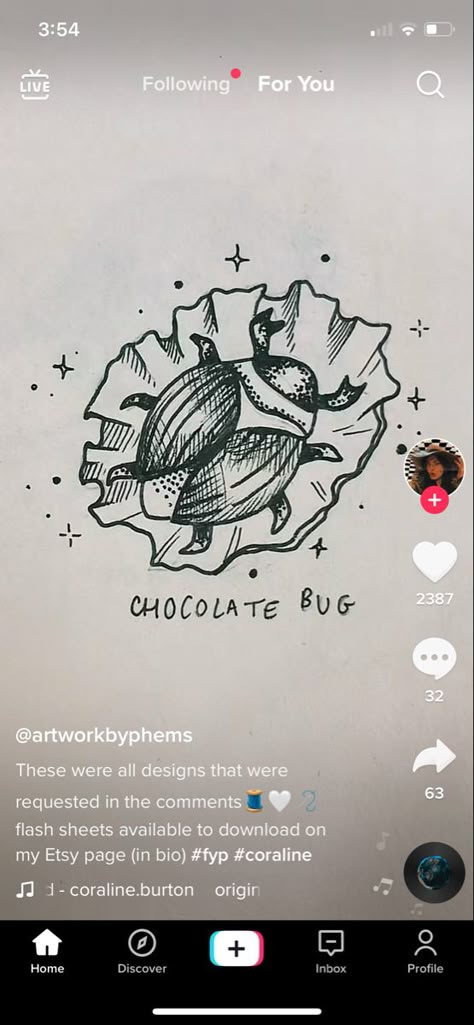 Coraline Chocolate Beetles, Coraline Beetle, Drawings For Wall, Should I Get A Tattoo, Cute Tattoos Ideas, Tattoo Layout, Coraline Drawing, Hole Drawing, Chocolate Drawing