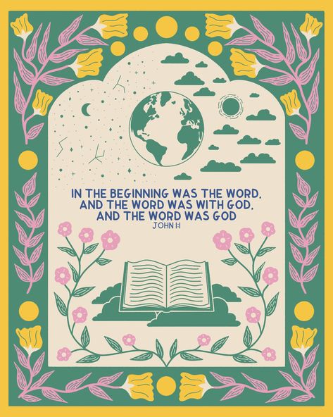 "In the beginning was the Word, and the Word was with God, and the Word was God." John 1:1 #jesus #faith #illustration #jesuslovesyou In The Beginning Was The Word, Faith Illustration, God Illustration, Jesus Ideas, Christian Illustration, Scripture Wallpaper, Bible Illustrations, Words Of Jesus, Bible Quotes Wallpaper