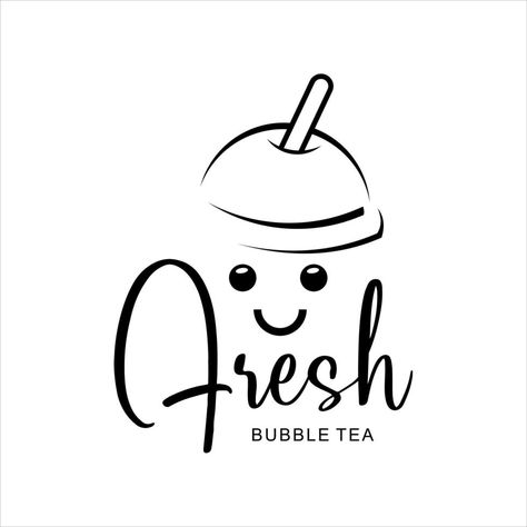 Logo Boba, Bubble Tea Logo, Label Minuman, Boba Logo, Cute Mascot, Bubble Drink, Food Logo Design Inspiration, Bottle Logo, Bubble Tea Boba