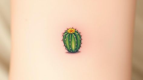 15 Cacti Minimal Tattoos for a Prick of Desert Beauty Blooming Cactus Tattoo, Tiny Cactus Tattoo, Cactus Outline, Desert Tattoo, Succulent Tattoo, Cactus Silhouette, Desert Beauty, Minimal Tattoos, Cactus Tattoo