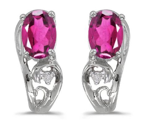 14k White Gold Oval Pink Topaz And Diamond Earrings -- Read more reviews of the product by visiting the link on the image. #XmasWomenClothing Ruby And Diamond Earrings, Pink Topaz Earrings, Pink Topaz Ring, Rhodolite Garnet Ring, Mystic Topaz Earrings, Mystic Topaz Ring, Diamond Cluster Earrings, Peridot Earrings, Blue Topaz Earrings