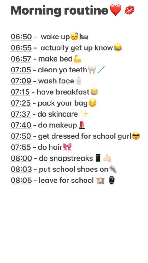 Morning routine from 06:50AM to 08:05AM🫶🏻 Morning Routine Before School, Routine Before School, 7th Grade Tips, Before School Routine, School Morning, School Routine, A Morning Routine, Before School, Hair Essentials