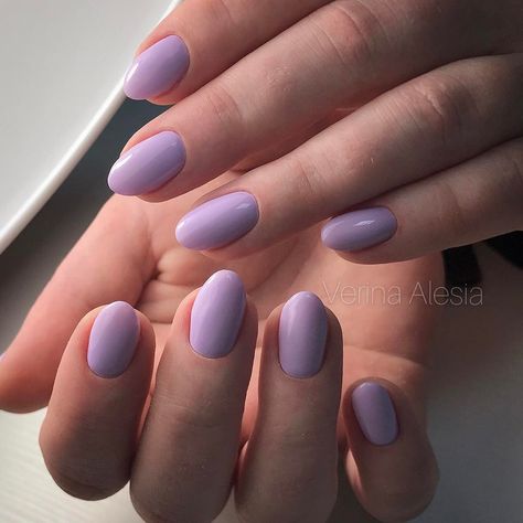 Pale Nails, Light Purple Nails, Lilac Nails, Purple Acrylic Nails, Solid Color Nails, Lavender Nails, Simple Gel Nails, Casual Nails, Round Nails