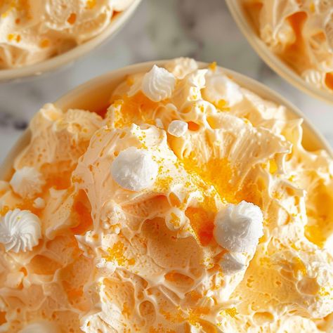 Orange Fluff Dessert, Orange Fluff, Rum Extract, Fluff Desserts, Dairy Free Alternatives, Mandarin Oranges, Individual Desserts, Coconut Whipped Cream, Crushed Pineapple