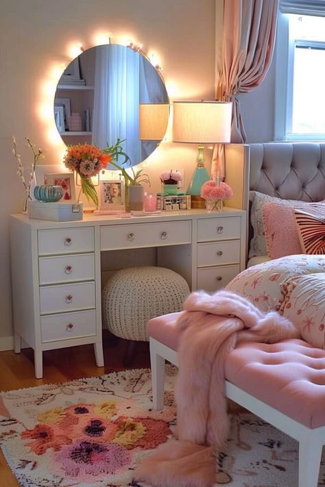 Are you looking for beautiful and functional teen girl bedroom ideas? We’ll look no further! In this post, you will find curated super cute ideas to turn your teen’s room into a stylish haven. Girls Bedroom Furniture Ideas, Cute Teen Girl Bedroom Ideas, Van Bedroom, Teen Girls Bedroom Ideas, Preppy Bedroom Aesthetic, Girl Vanity, Teen Girl Bedroom Ideas, Designing A Living Room, Girl Bedroom Ideas