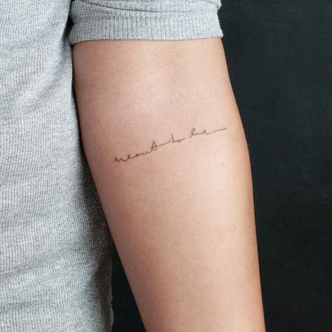 Meant To Be Tattoo, Fine Line Wrist Tattoo, Tattoo Handwriting, Free Tattoo Fonts, Handwriting Tattoo, Tattoos Inspos, Best Tattoo Fonts, Handwriting Tattoos, Tattoo Script Fonts