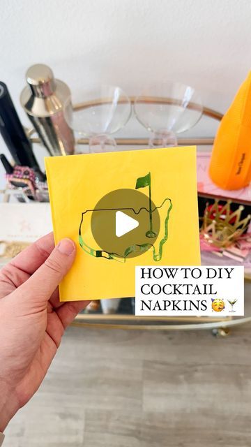 Shelby | Gift-in-a-Box Guide on Instagram: "An inexpensive way to Pinterest-ify your party 🍸🥳  I love using HTV & my cricut to personalize cocktail napkins for parties!   I will warn you they do take a little while so I don’t recommend doing them in large quantities.   Typically I make enough for each person to have one for their cocktail and then leave the blank ones underneath!   Did you know this hack??   *Follow for more DIYs + to see the final party result ⛳️  #partyinspiration #partyinspo #mastersparty #themasters #partydiy #partydiys #cricut #cricuthacks #diy #howto #howtodiy #dollartreehacks" Cricut Marker Cards, Cricut Napkin Ideas, Diy Custom Napkins, Fun Cocktail Napkins, Cricut Napkins, Masters Party, Cricket Machine, Food Spread, Personalized Cocktail Napkins