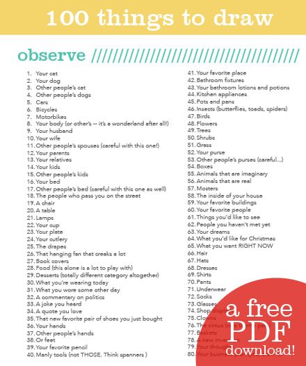 A PDF for the creatives! A great list of 100 things to draw when your brain just can't  think (aka haven't hit *insert fave coffee shop* yet today ! ) You know you've been there!! Okay then - I'VE certainly been there!! 100 Things To Draw, Things To Draw, Drawing Prompt, What To Draw, High School Art, Middle School Art, Arte Inspo, Art Prompts, Art Instructions