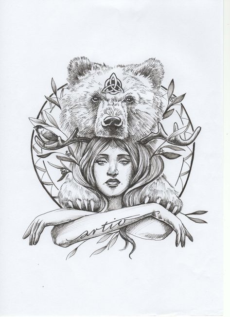 Artio Bear Goddess, Bear Goddess, Goddess Tattoo, Bear Tattoo, Tattoo Portfolio, Pagan Witch, Tattoos Gallery, Tattoo Tattoo, Tattoo Styles