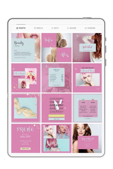 Branding & Web Design for Women in Business | Styled Web Design Beauty Salon Instagram Page Design, Hair Instagram Feed, Canva Templates Instagram Post, Feed Layout, Instagram Feed Layout, Skincare Branding, Style Web, Web Design Resources, Personal Branding Photoshoot