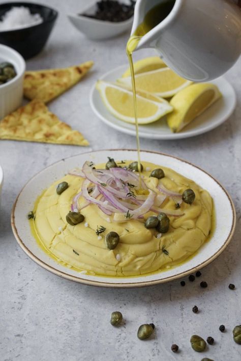 Greek Fava, Appetizer Night, Cypriot Recipes, Greek Recipes Authentic, Vegan Greek, Yellow Split Peas, Split Peas, Greek Dishes, Gluten Dairy Free